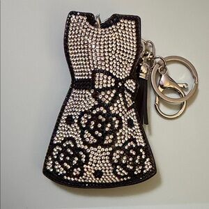 Rhinestone Dress Keychain Charm - Black & Silver